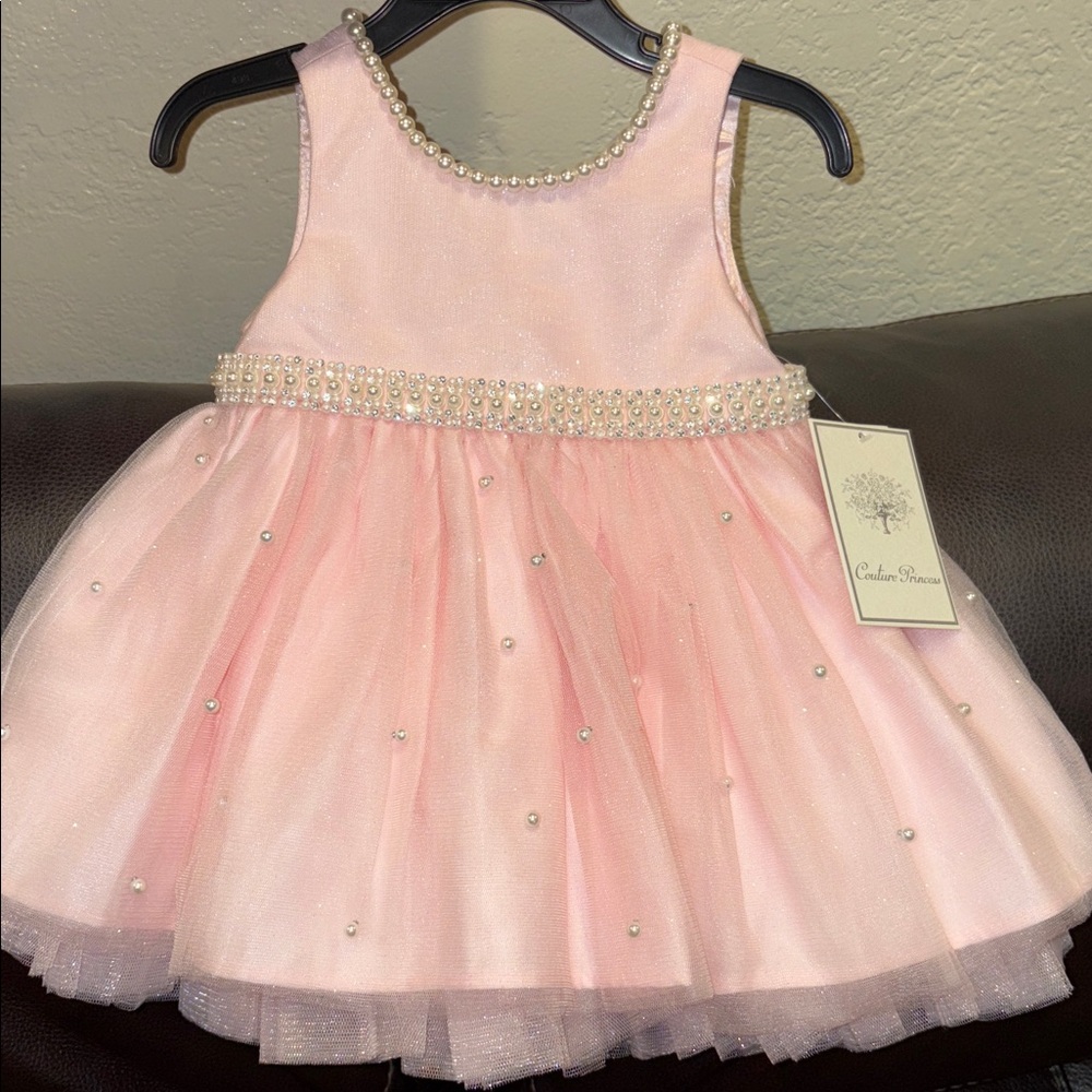 Couture Princess Pink Formal Baby Girl Dress 2 piece size 12 months MSRP $75